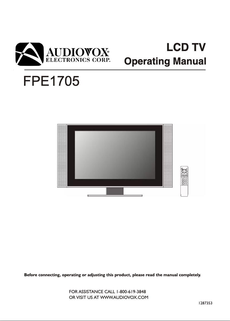 Page n°1 - Manuel utilisateur VOXX FPE1705