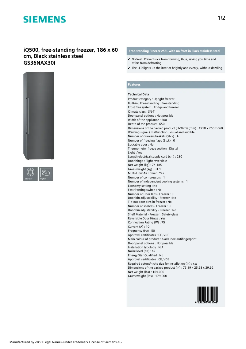 Image de la première page du manuel de l'appareil GS36NAX30I