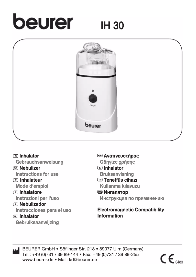Page n°1 - Manuel utilisateur Beurer IH 30