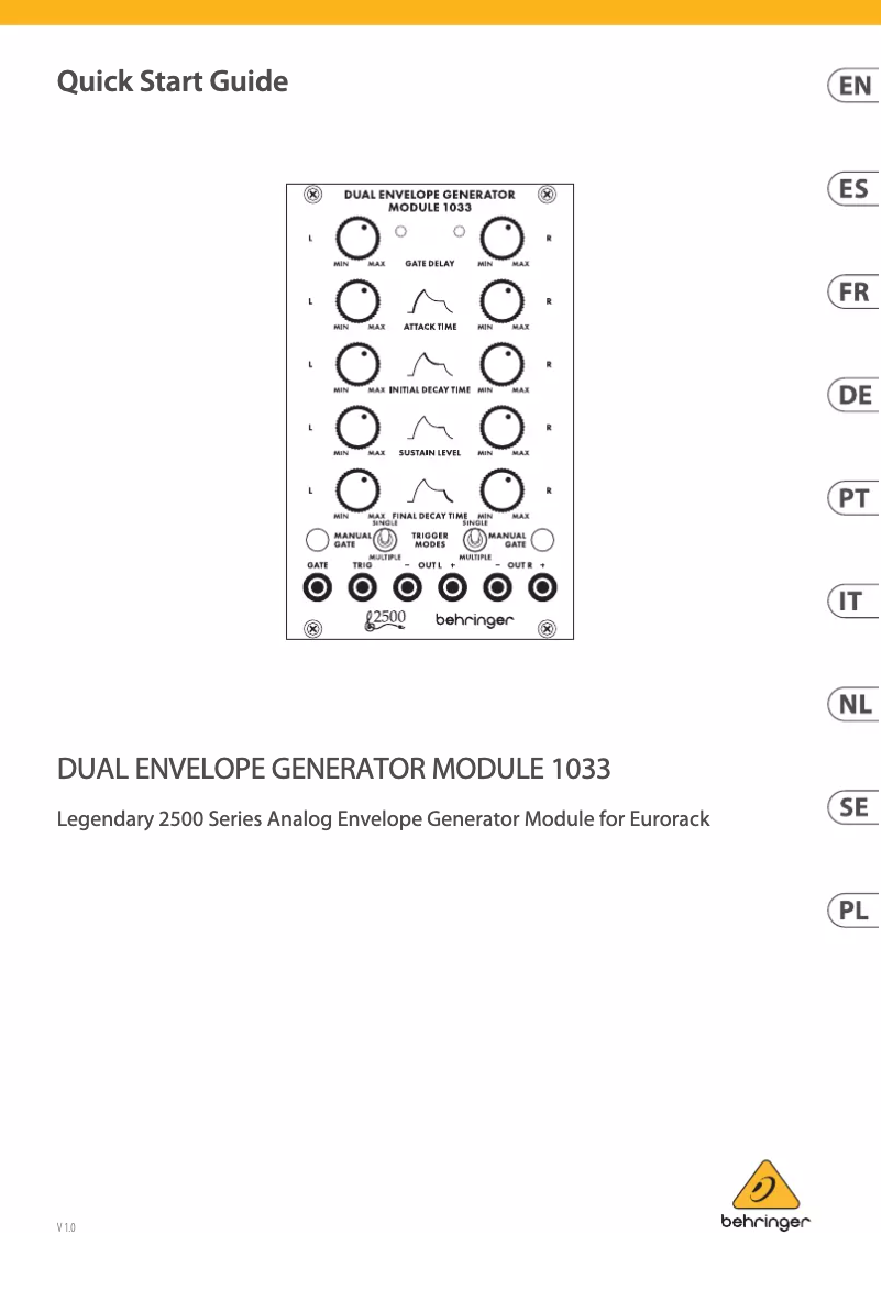 Page 1 de la notice Manuel utilisateur Behringer Dual Envelope Generator Module 1033