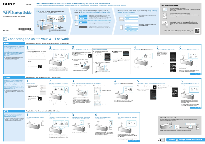 Page 1 de la notice Guide d'installation Sony SRS-X99