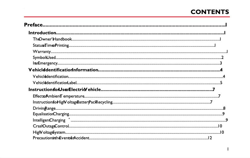 Image de la première page du manuel de l'appareil MG5 EV Long Range (2020)