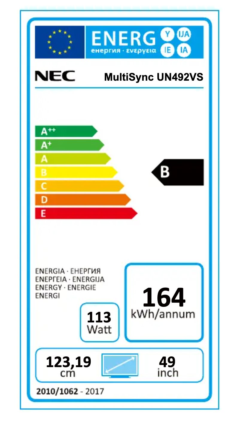 Página 1 del manual Etiqueta energética NEC MultiSync UN492VS