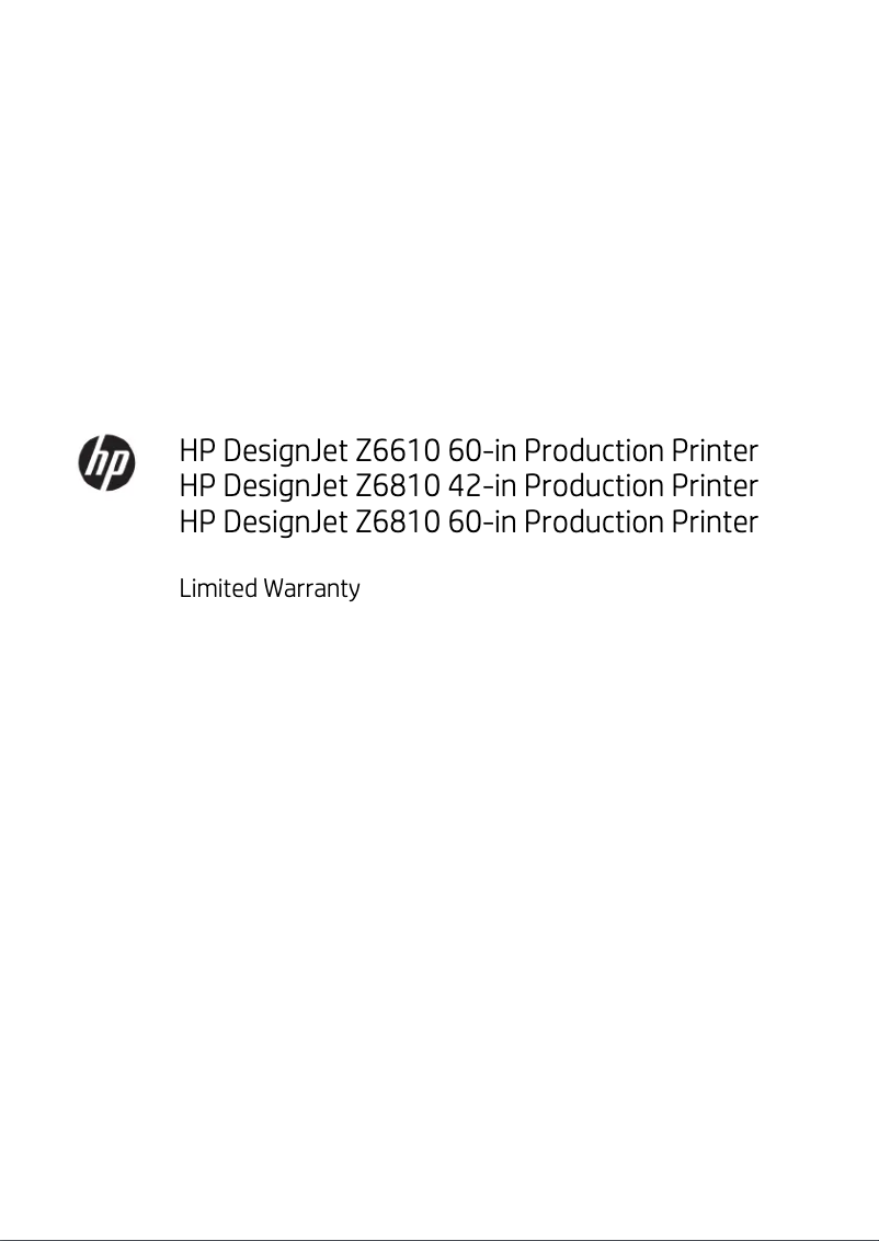 Page n°1 - Informations de garantie HP DesignJet Z6610