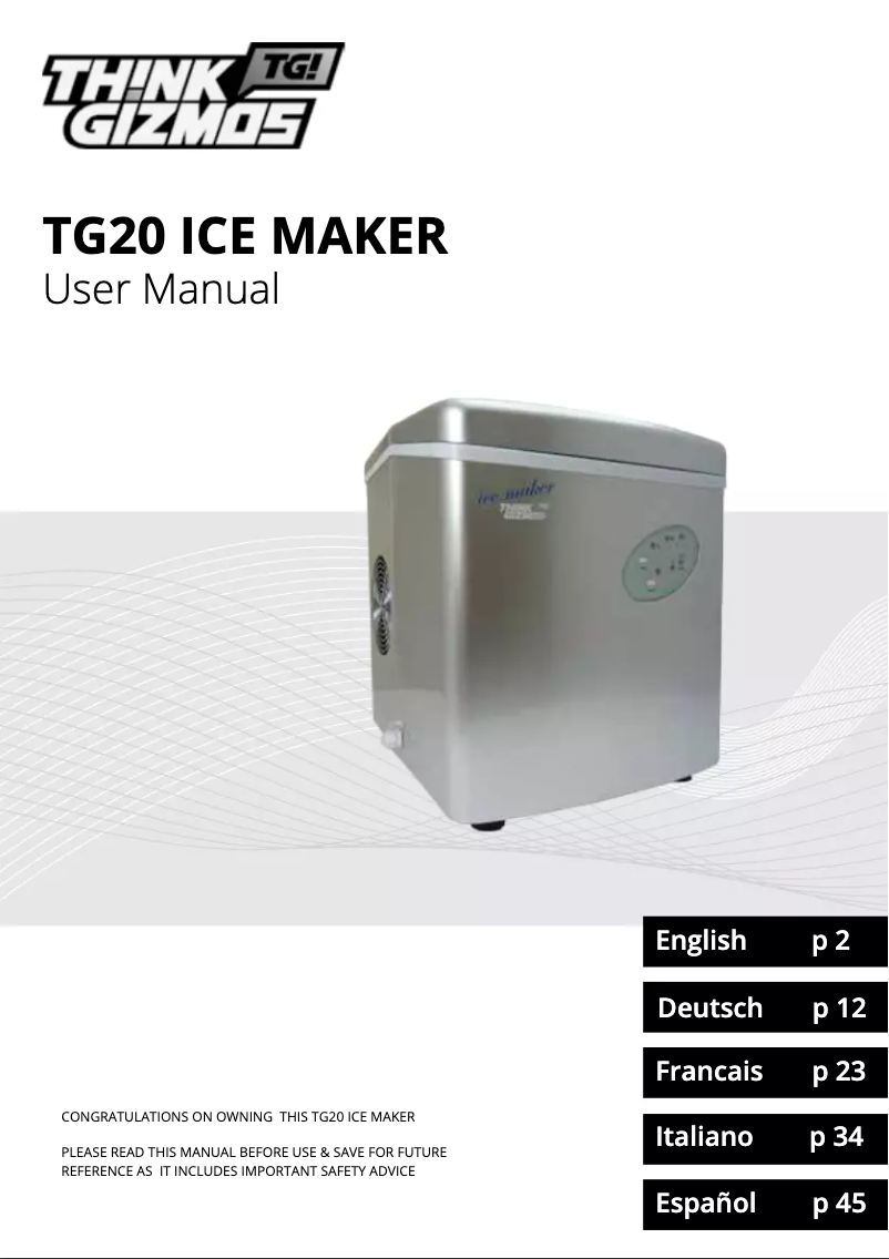 Image de la première page du manuel de l'appareil TG20