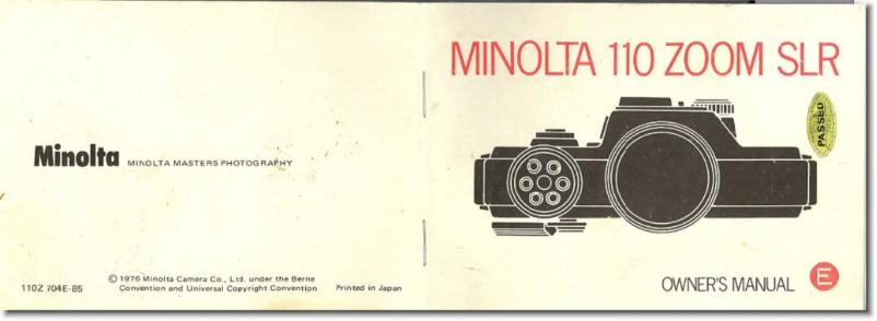 Page n°1 - Manuel utilisateur Konica Minolta 110 Zoom SLR