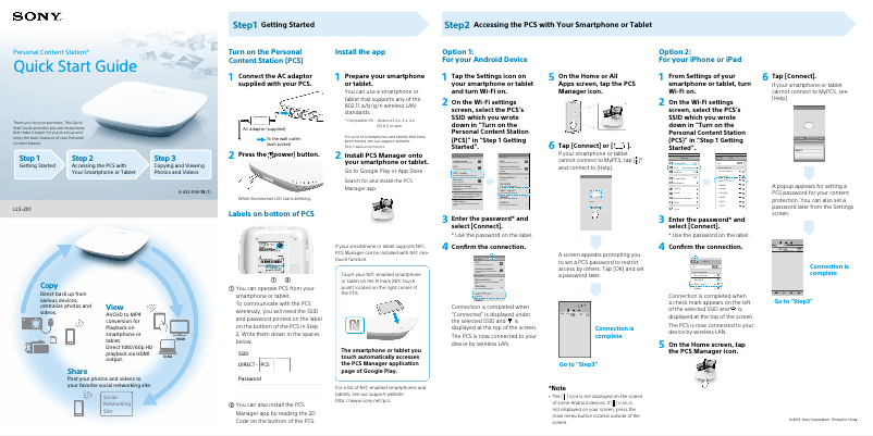 Page n°1 - Guide d'installation Sony LLS-201
