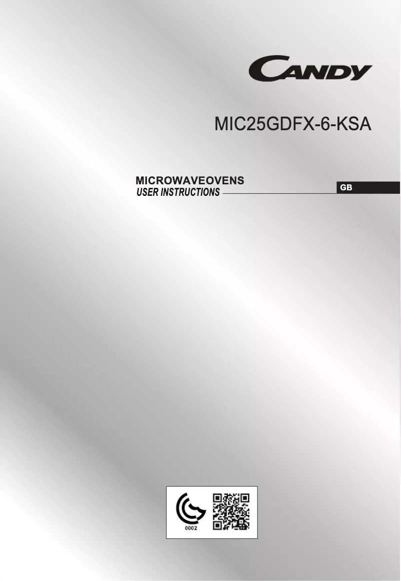 Page 1 de la notice Manuel utilisateur Candy MIC25GDFX-6-KSA