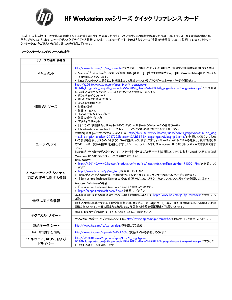 Page 1 de la notice Guide de démarrage rapide HP xw8400