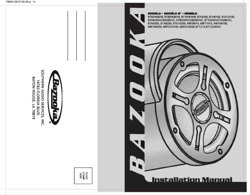 Page n°1 - Manuel utilisateur Bazooka MBTA8100