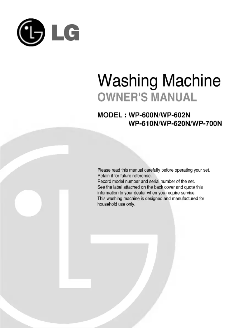 Page n°1 - Manuel utilisateur LG WP-602N