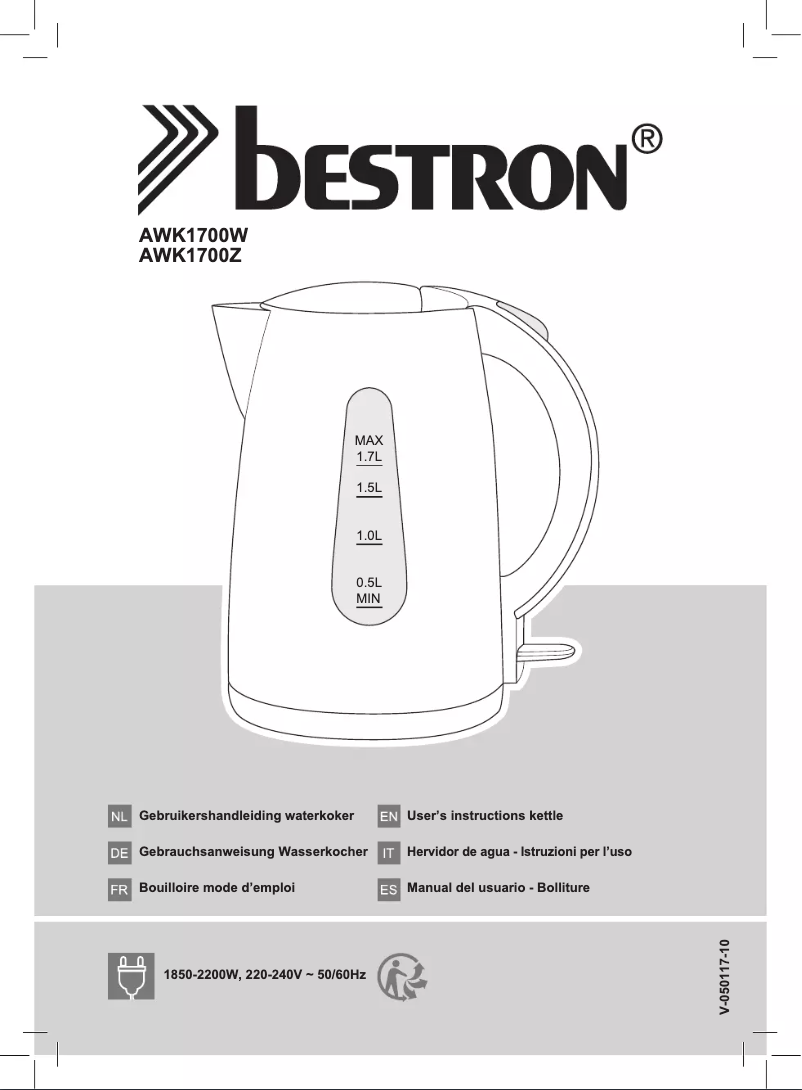 Page 1 de la notice Manuel utilisateur Bestron AWK1700W