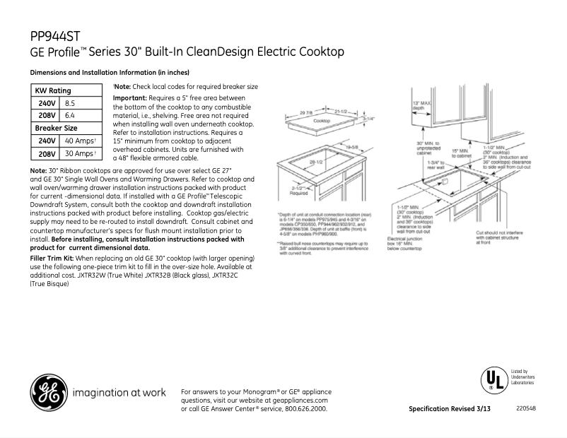Imagen de la primera página del manual del dispositivo Profile PP944STSS