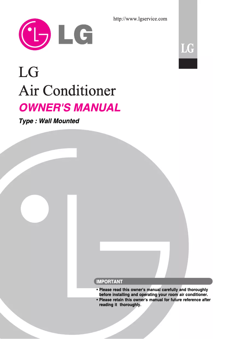 Page n°1 - Manuel utilisateur LG ICE18RH-N