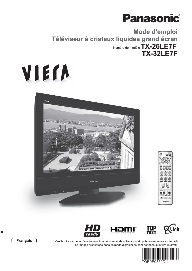 Image de la première page du manuel de l'appareil Viera TX-32LE7F