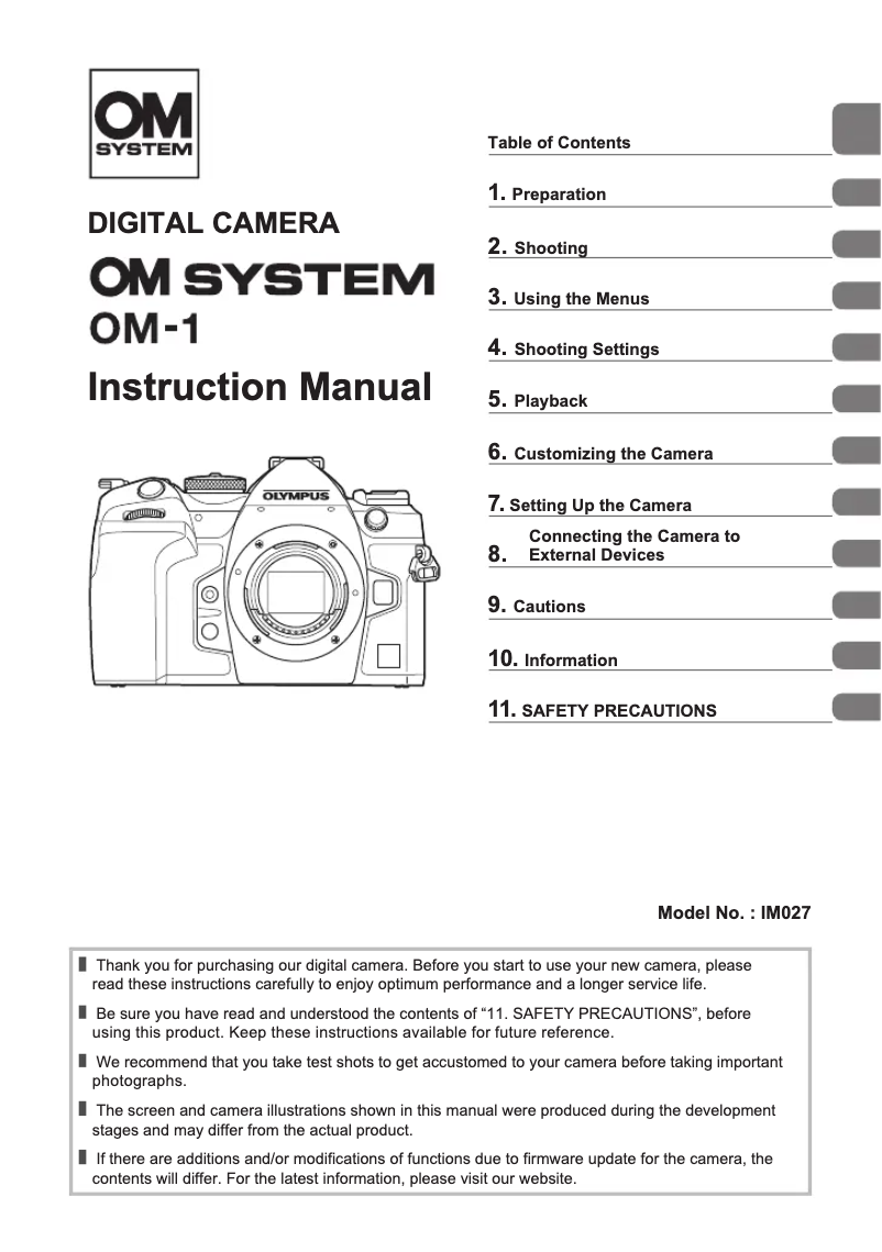 Page n°1 - Manuel utilisateur Olympus OM System OM-1