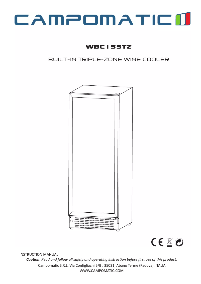 Page n°1 - Manuel utilisateur Campomatic WBC155TZ