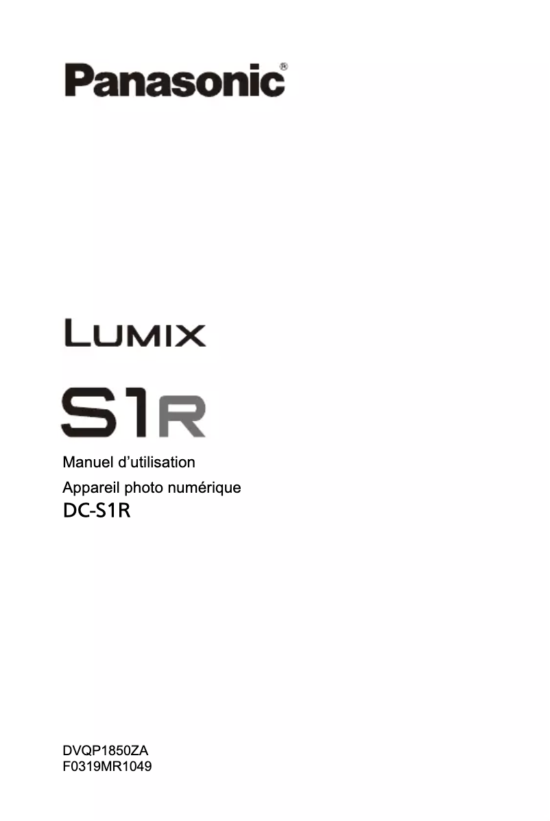 Page 1 de la notice Manuel utilisateur Panasonic Lumix S1R