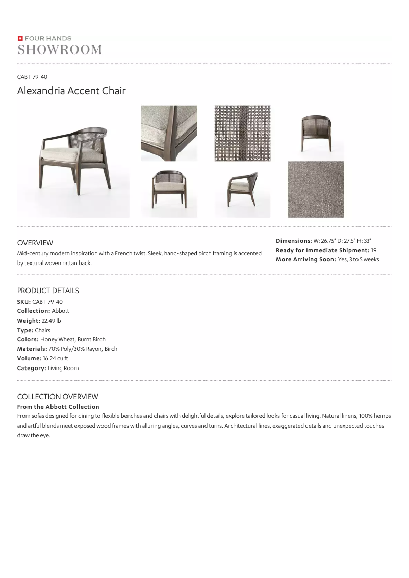 Page 1 de la notice Manuel utilisateur Four Hands CABT-79-40