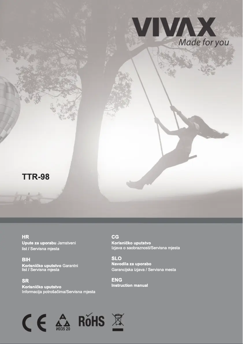Page n°1 - Manuel utilisateur Vivax TTR-98