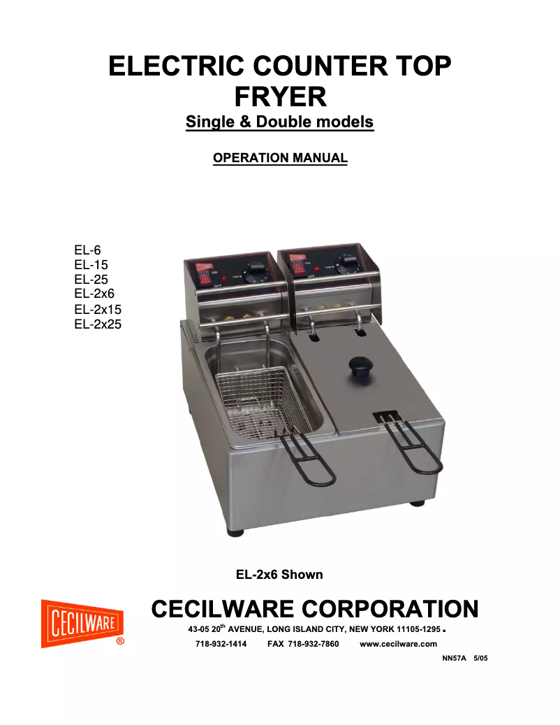 Page n°1 - Manuel utilisateur Cecilware EL-2X15