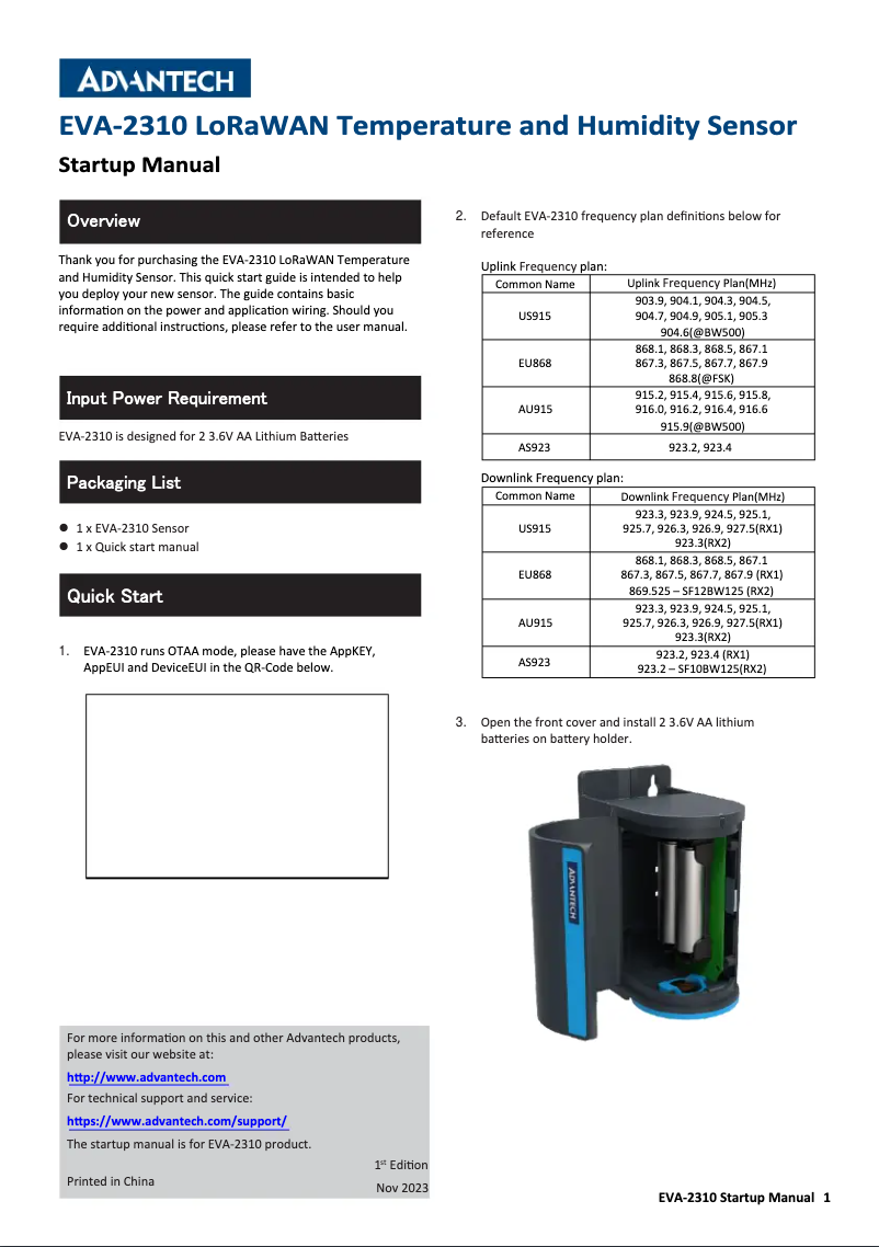 Page n°1 - Manuel utilisateur Advantech EVA-2310-EA