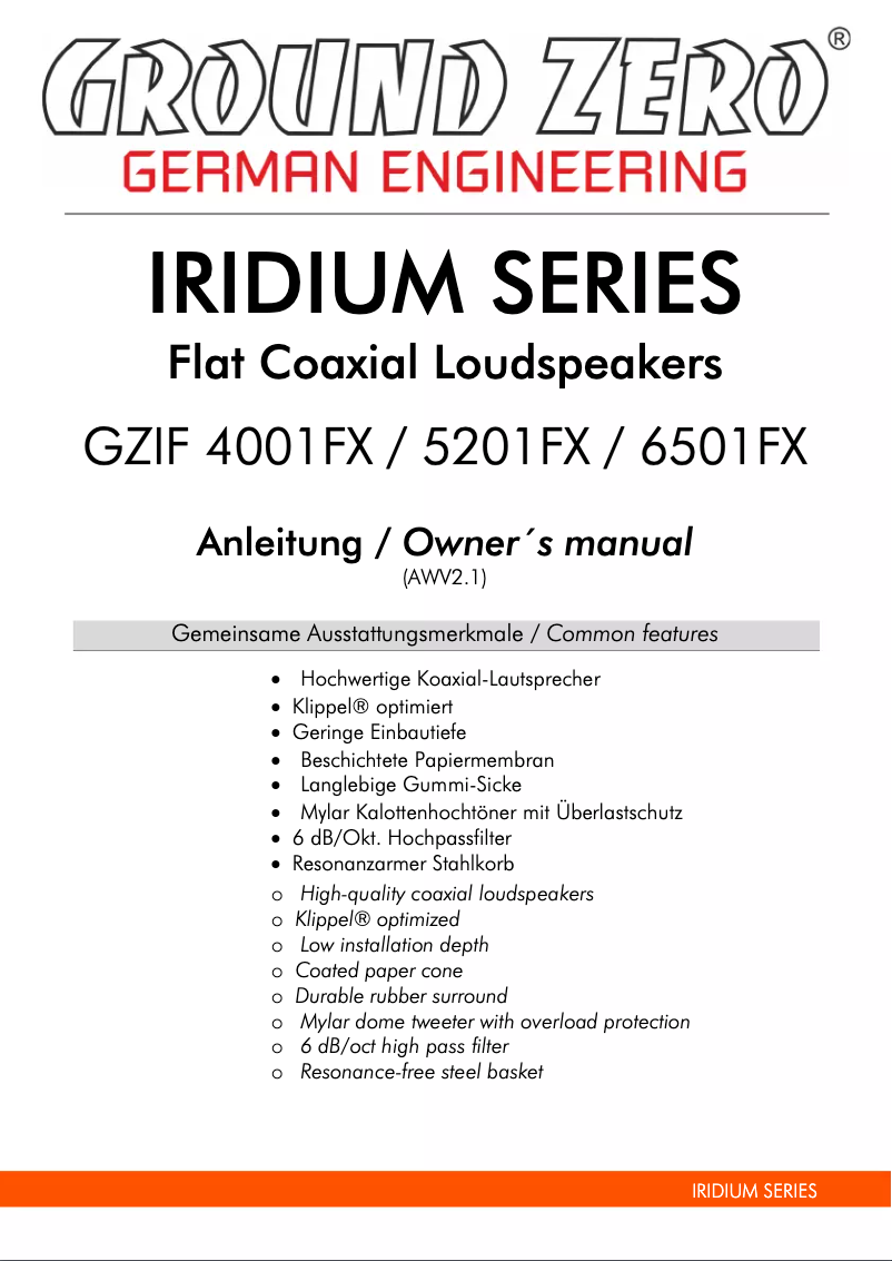 First page image of the manual for GZIF 4001FX