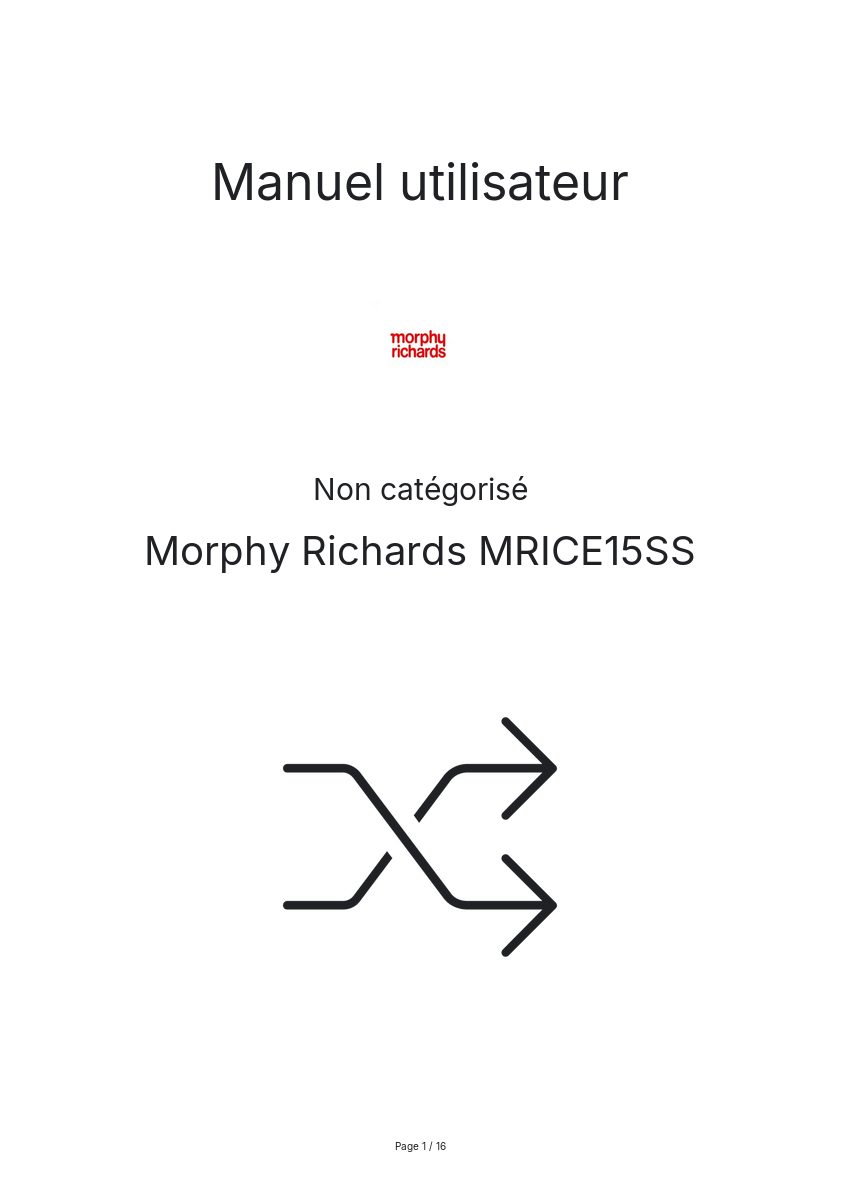 Page n°1 - Manuel utilisateur Morphy Richards MRICE15SS