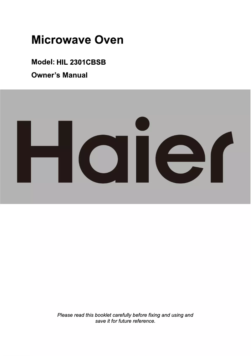 Page 1 de la notice Manuel utilisateur Haier HIL2301CBSB