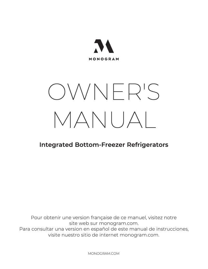 Page 1 de la notice Manuel utilisateur Monogram ZIC363NBVRH