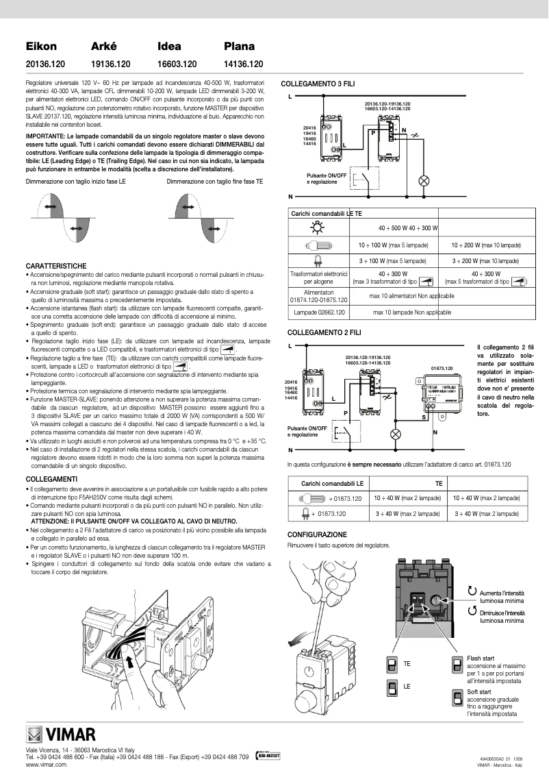 Page n°1 - Manuel utilisateur Vimar 16603.120.B