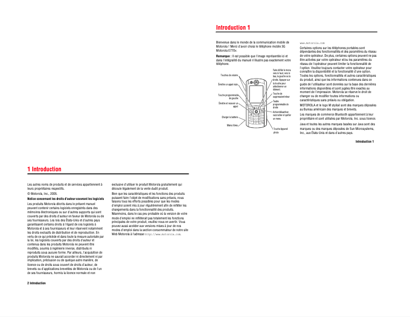 Page 1 de la notice Manuel utilisateur Motorola E770V