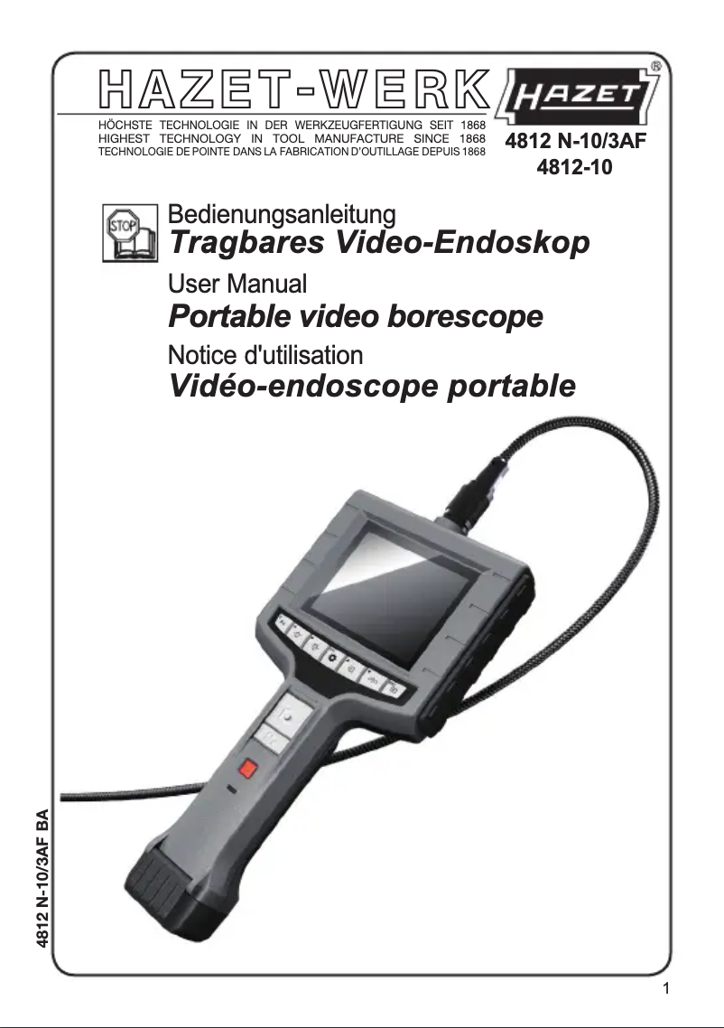 Page n°1 - Manuel utilisateur Hazet 4812N-10/3AF