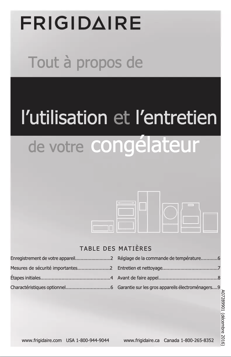 Page 1 de la notice Manuel utilisateur Frigidaire FFUM0623AW