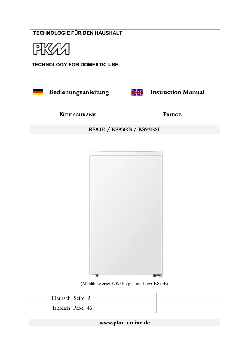 Page 1 de la notice Manuel utilisateur PKM KS93ESI