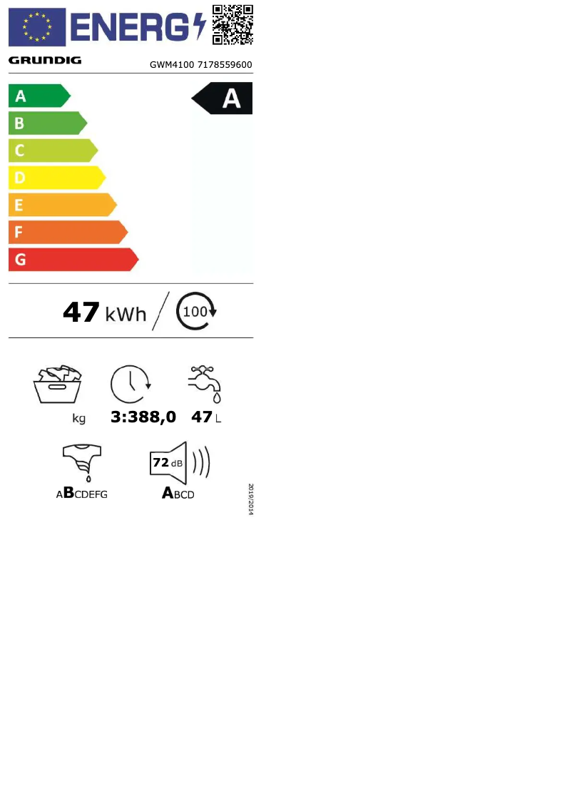 Page n°1 - Label énergétique Grundig GWM4100