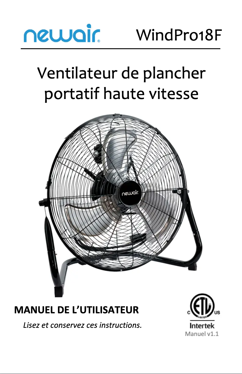 Image de la première page du manuel de l'appareil WindPro18F