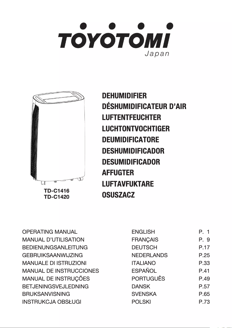 Page n°1 - Manuel utilisateur Toyotomi TD-C1420