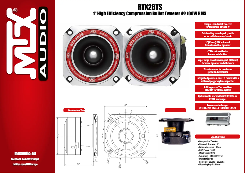 Page n°1 - Manuel utilisateur MTX Audio RTX2BTs