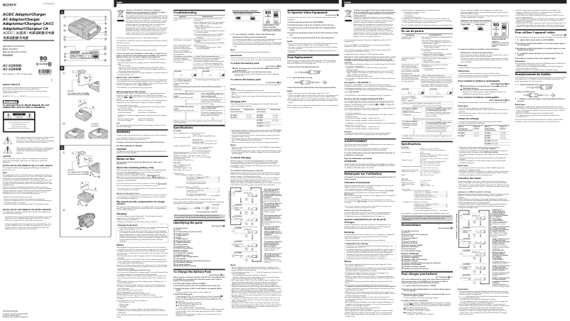 Page 1 de la notice Manuel utilisateur Sony AC-SQ950D