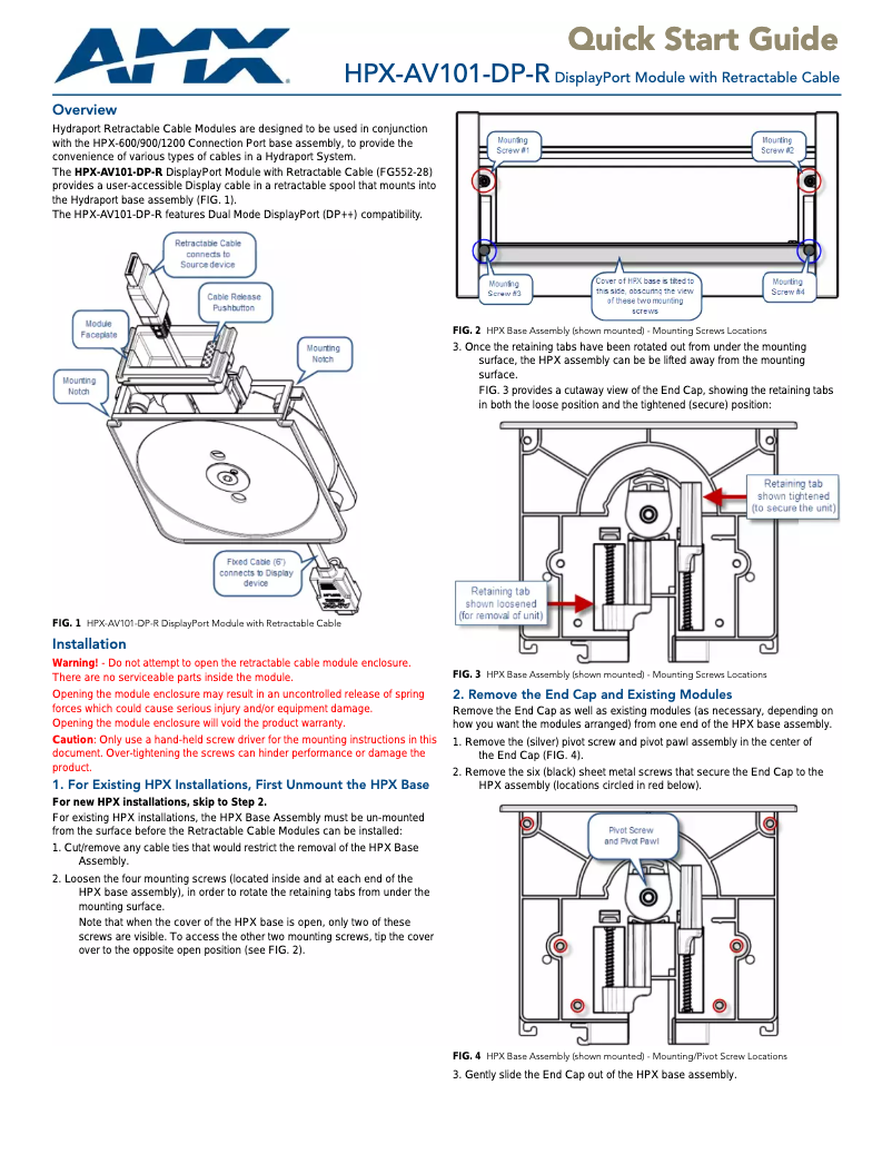 Page 1 de la notice Manuel utilisateur AMX FG552-28