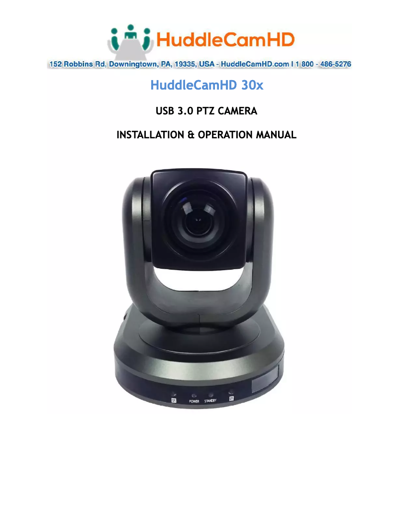Page n°1 - Manuel utilisateur HuddleCamHD 30X-G2