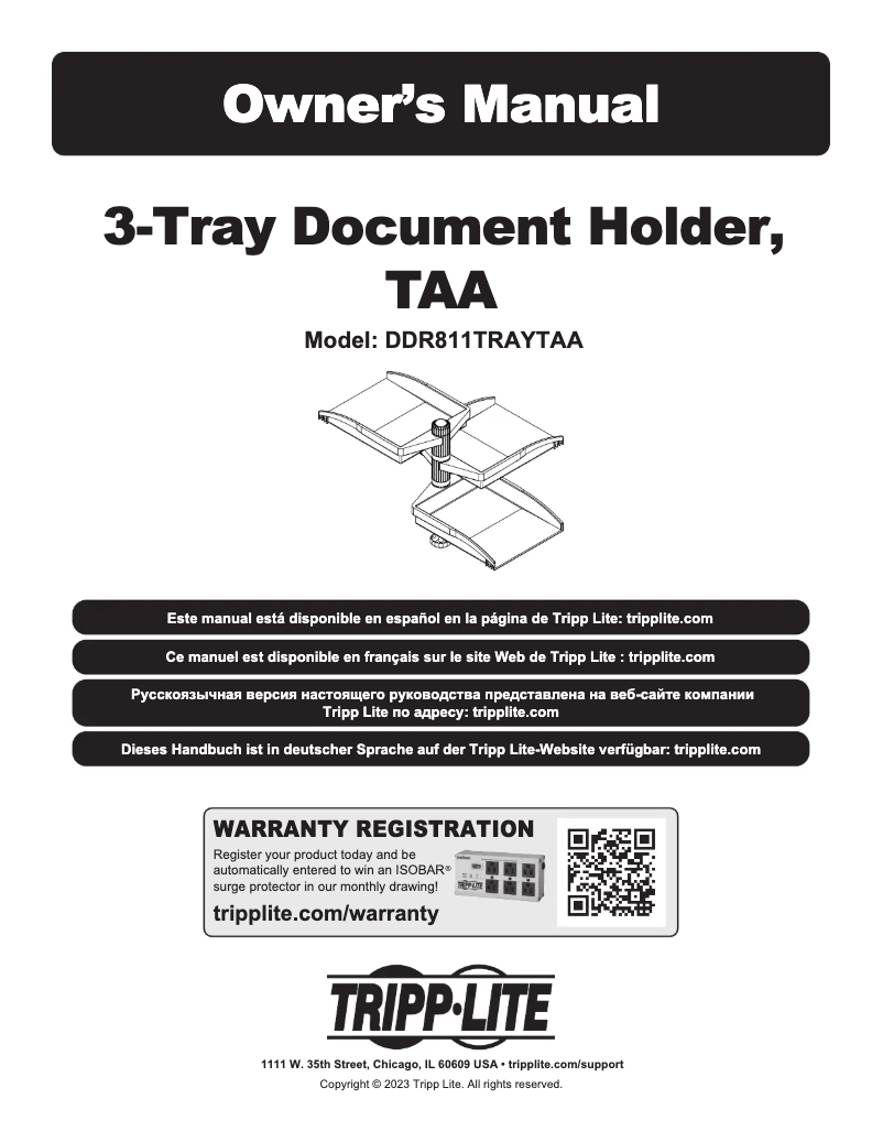 Page n°1 - Manuel utilisateur Tripp Lite DDR811TRAYTAA