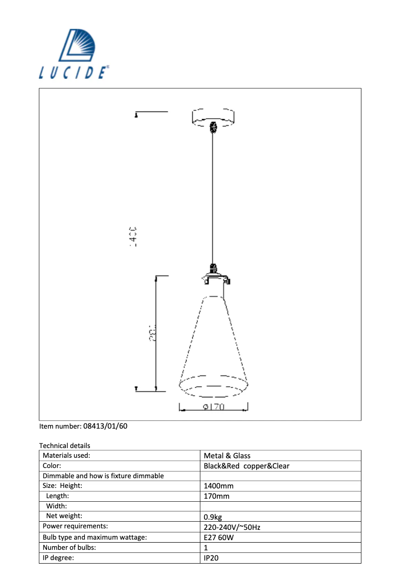 Page 1 de la notice Manuel utilisateur Lucide Vitri