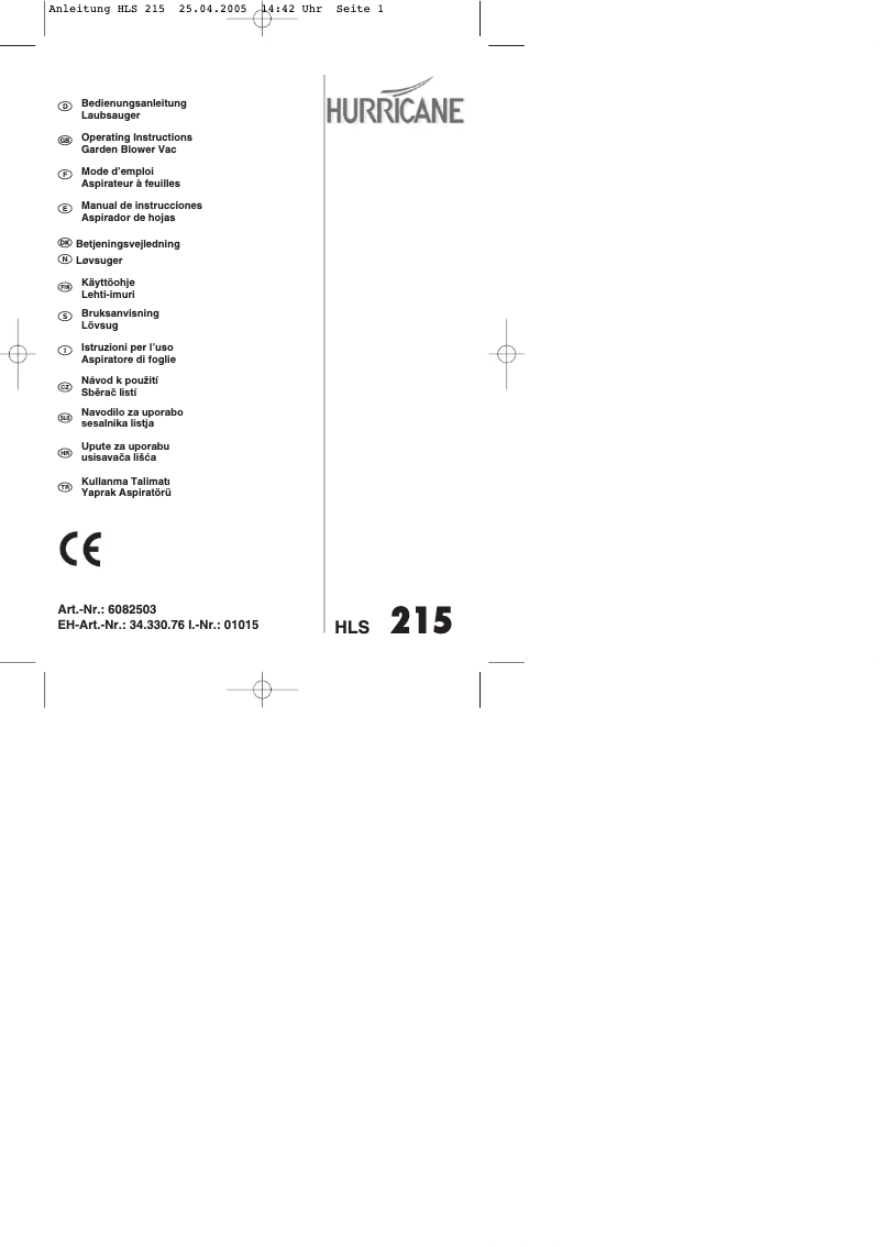 Página 1 del manual Manual de usuario Hurricane HLS 215