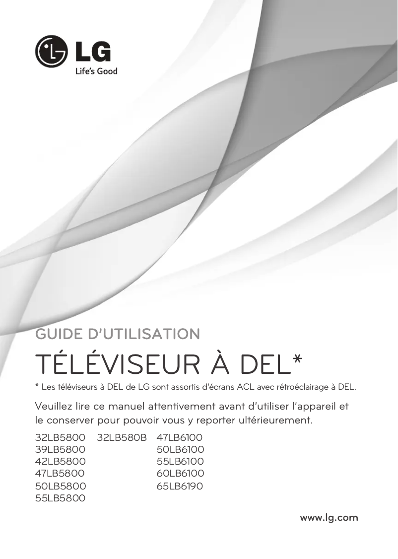 Image de la première page du manuel de l'appareil 65LB6190