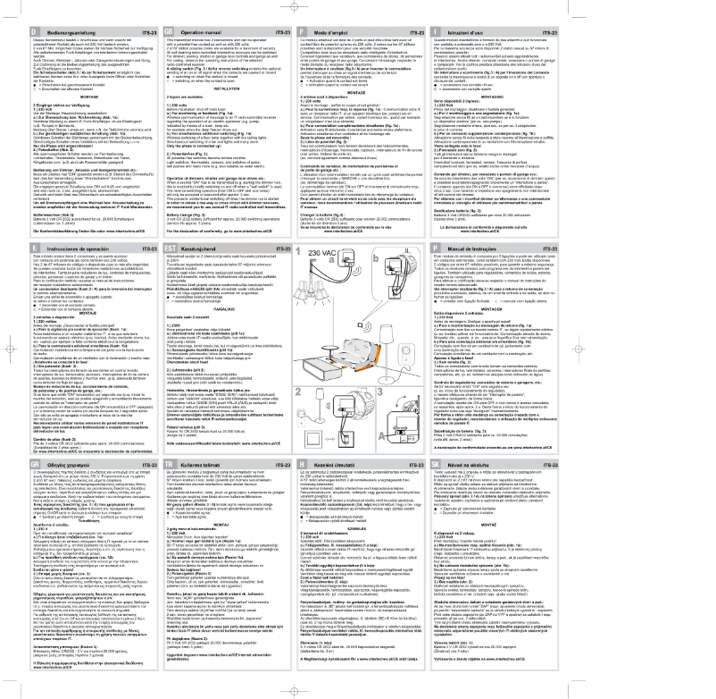 Page 1 de la notice Manuel utilisateur Intertechno ITS-23