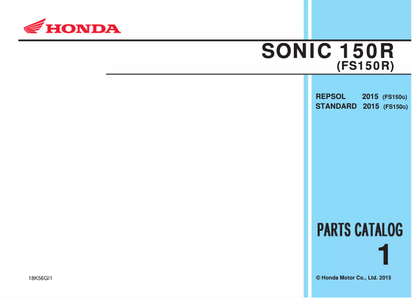 Page 1 de la notice Manuel utilisateur Honda Sonic 150R (2015)