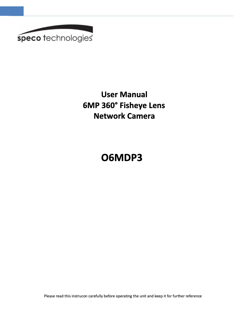 Page 1 de la notice Manuel utilisateur Speco Technologies O6MDP3