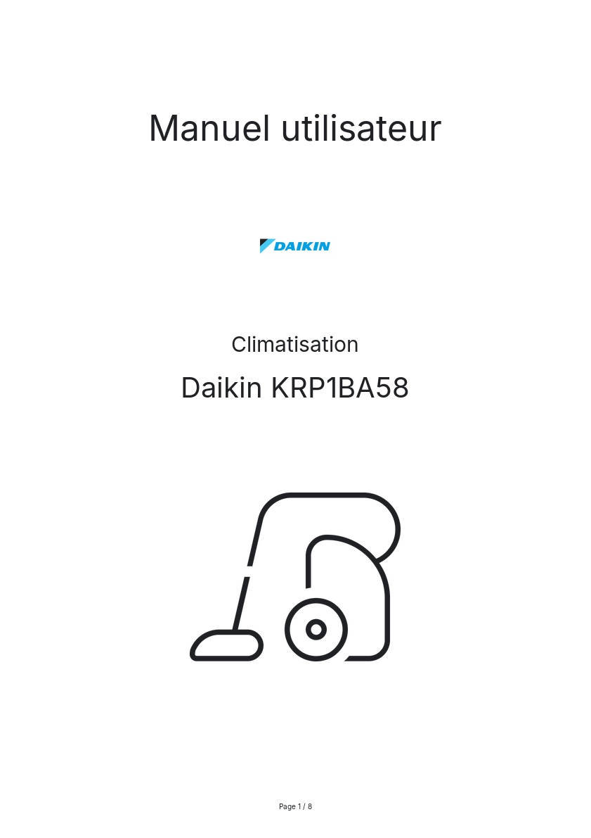 Page n°1 - Manuel utilisateur Daikin KRP1BA58